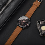 1/2PCs Men's Casual Calendar Watch Fashionable Men's Temperament Leather  Quartz Watch Unisex Watch Set(Box Not Included)