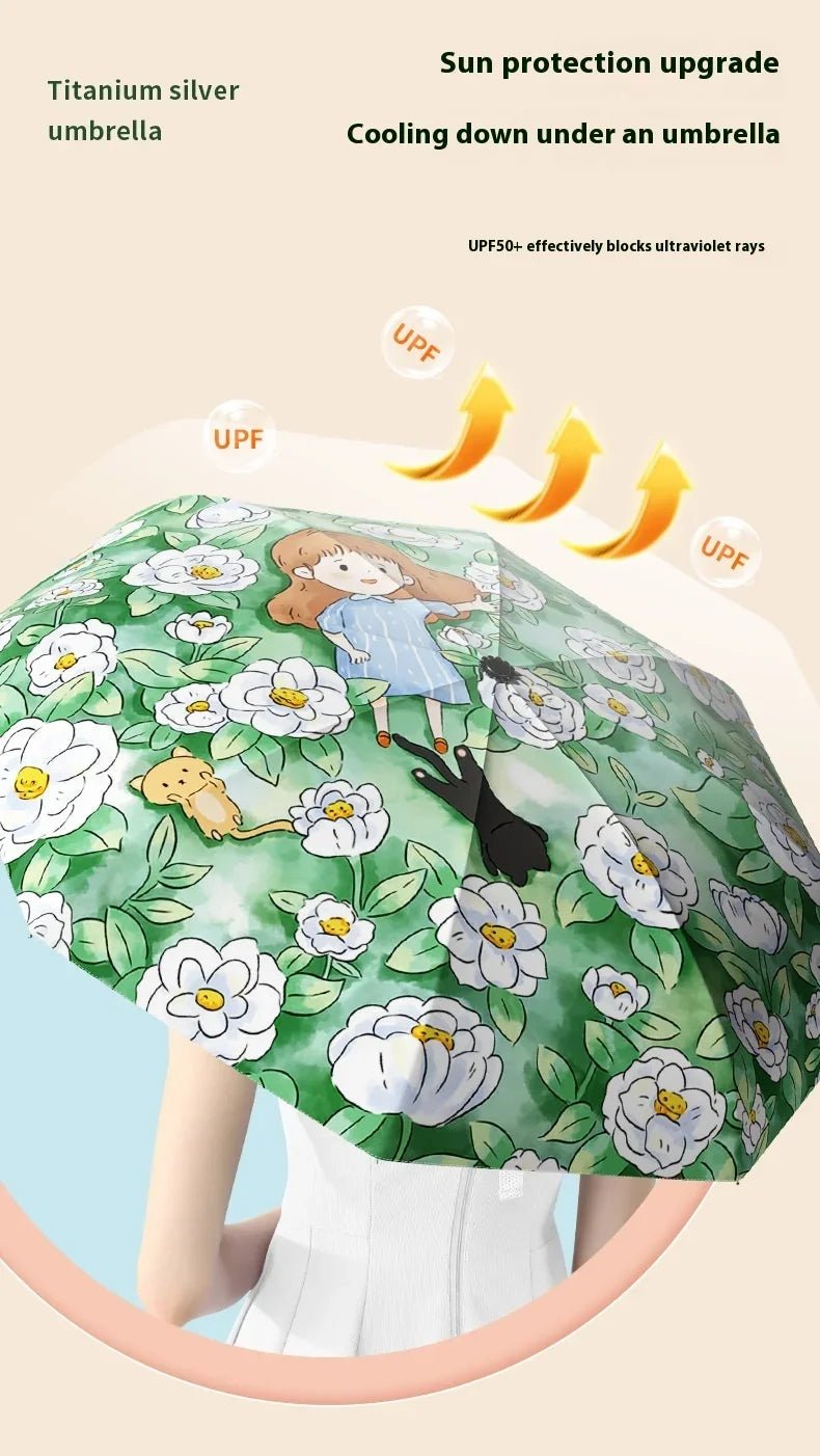 Umbrella for Both Sunny and Rainy Use UV Resistant Umbrella Windproof Strong Umbrellas Parasol Manual Kids Students SBDS WORD