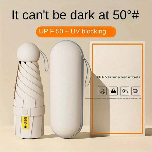 1pc Anti - Uv Mini Umbrella For Sunny And Rainy Days, Portable With Uv Coating And 6 Reinforced Ribs - SBDS WORD14:1254