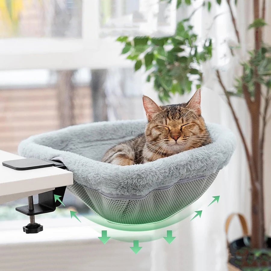 Foldable Cat Desk Bed – Space - Saving Office Cat Perch with Faux Fur - SBDS WORDTR-10791cat anxiety bedcat bed 40lbcat bed Canada