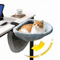 Foldable Cat Desk Bed – Space-Saving Office Cat Perch with Faux Fur