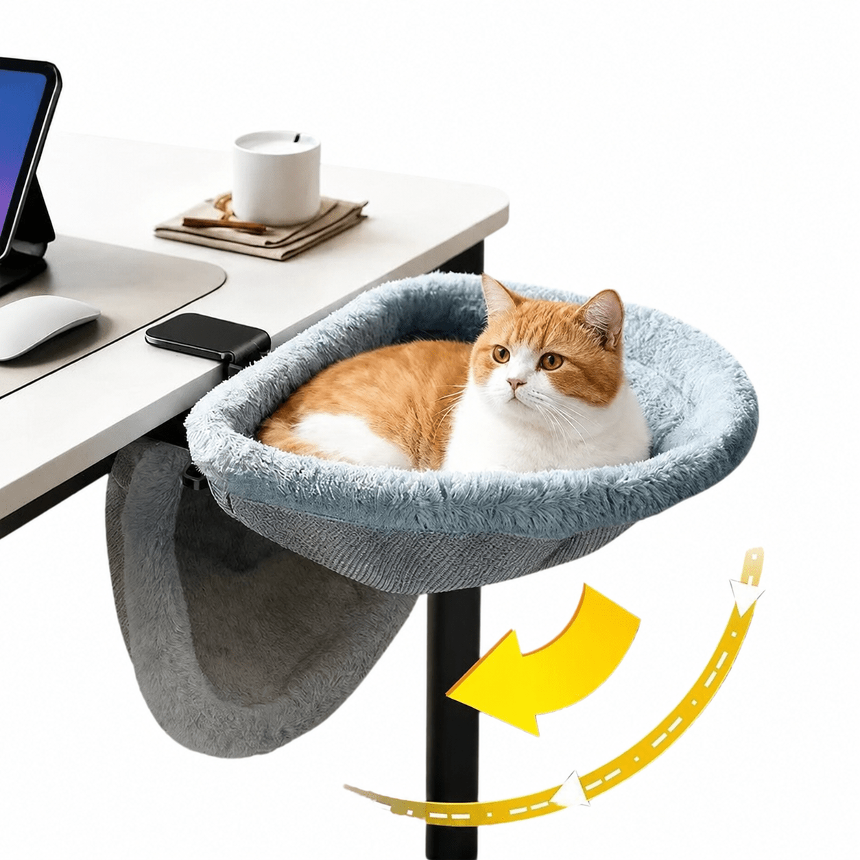Foldable Cat Desk Bed – Space - Saving Office Cat Perch with Faux Fur - SBDS WORDTR-10791cat anxiety bedcat bed 40lbcat bed Canada