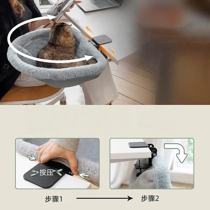 Foldable Cat Desk Bed – Space - Saving Office Cat Perch with Faux Fur - SBDS WORDTR-10791cat anxiety bedcat bed 40lbcat bed Canada
