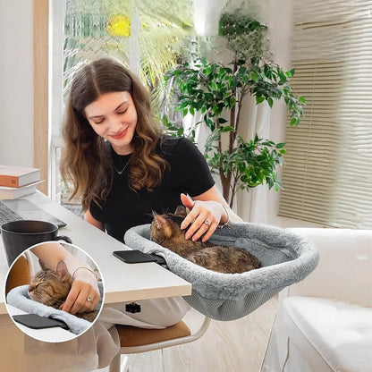 Foldable Cat Desk Bed – Space - Saving Office Cat Perch with Faux Fur - SBDS WORDTR-10791cat anxiety bedcat bed 40lbcat bed Canada